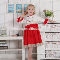 pretty floral embroidery party fancy princess dress girls red Christmas long dress
